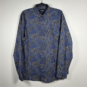 Bonobos Large Long Blue Floral Standard Fit Long Sleeve Button Up‎ Shirt